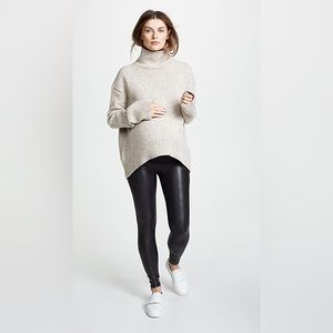 Spanx black maternity faux leather leggings size medium